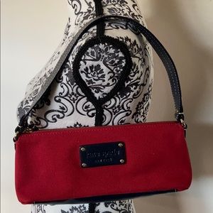 Kate Spade Red Canvas Blue Leather Bag